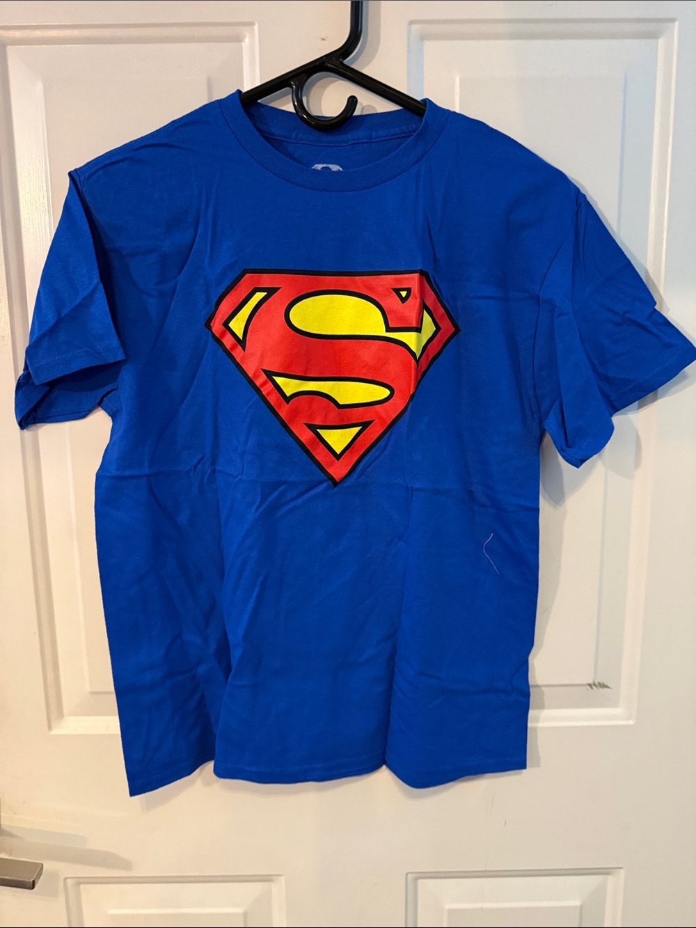 DC Bright Blue Kids Tee with Red & Yellow Superman Shield